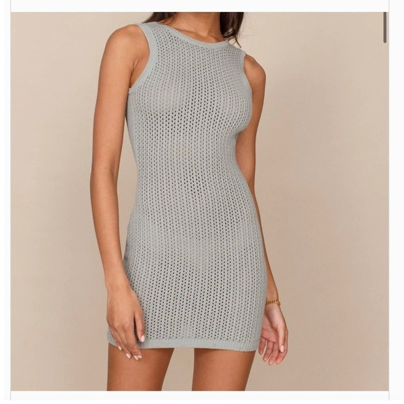 Reformation Dresses & Skirts - Reformation Ravello Open Knit Mini Dress Sage Green Organic Cotton Medium
